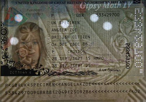 Data page of the new UK passport