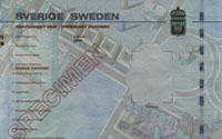 Pasaporte de emergencia sueco – El tamaño A4 – Bajo la luz blanca _____